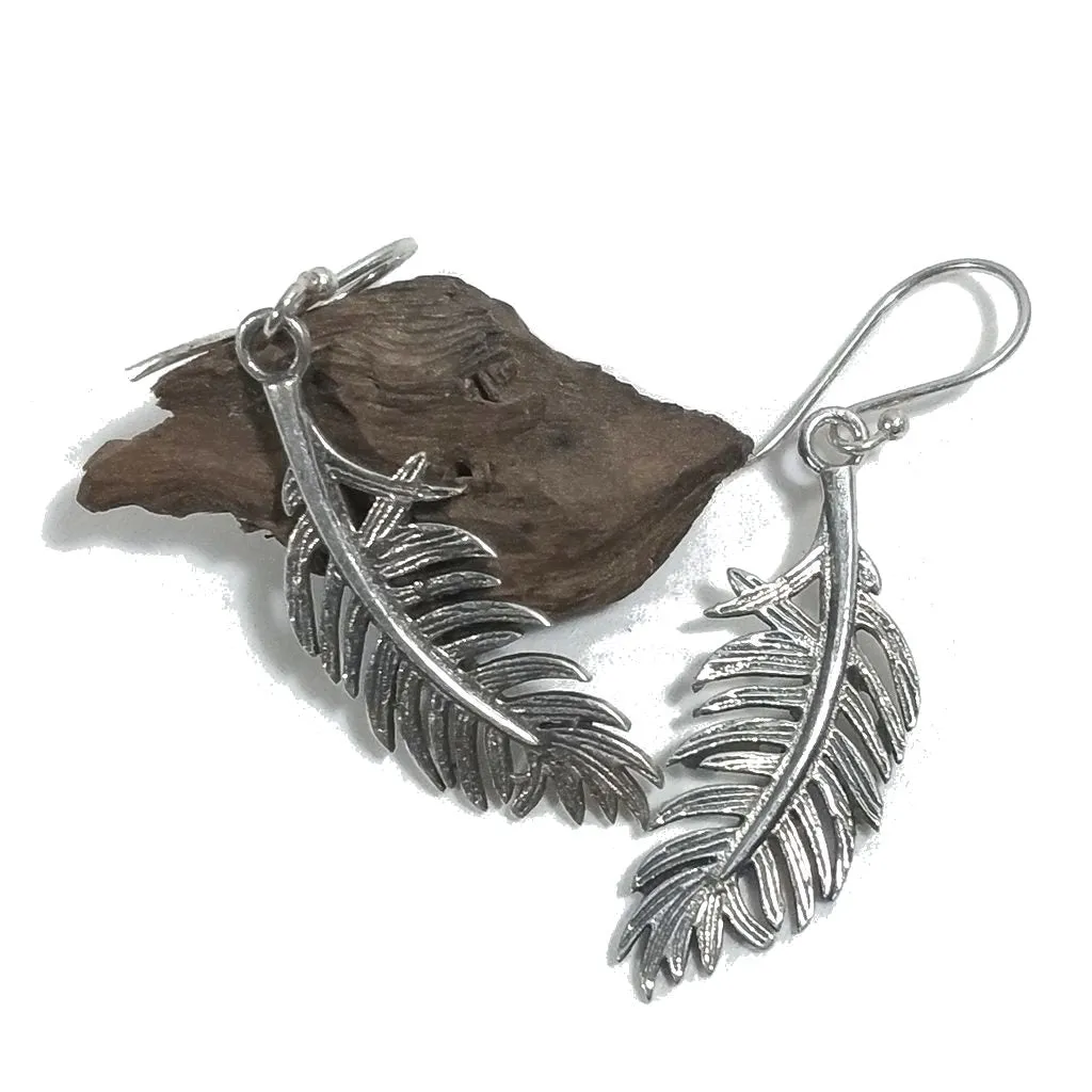 ORECCHINI etnici in argento 925 a forma di piuma | ORECCHINI lunghi