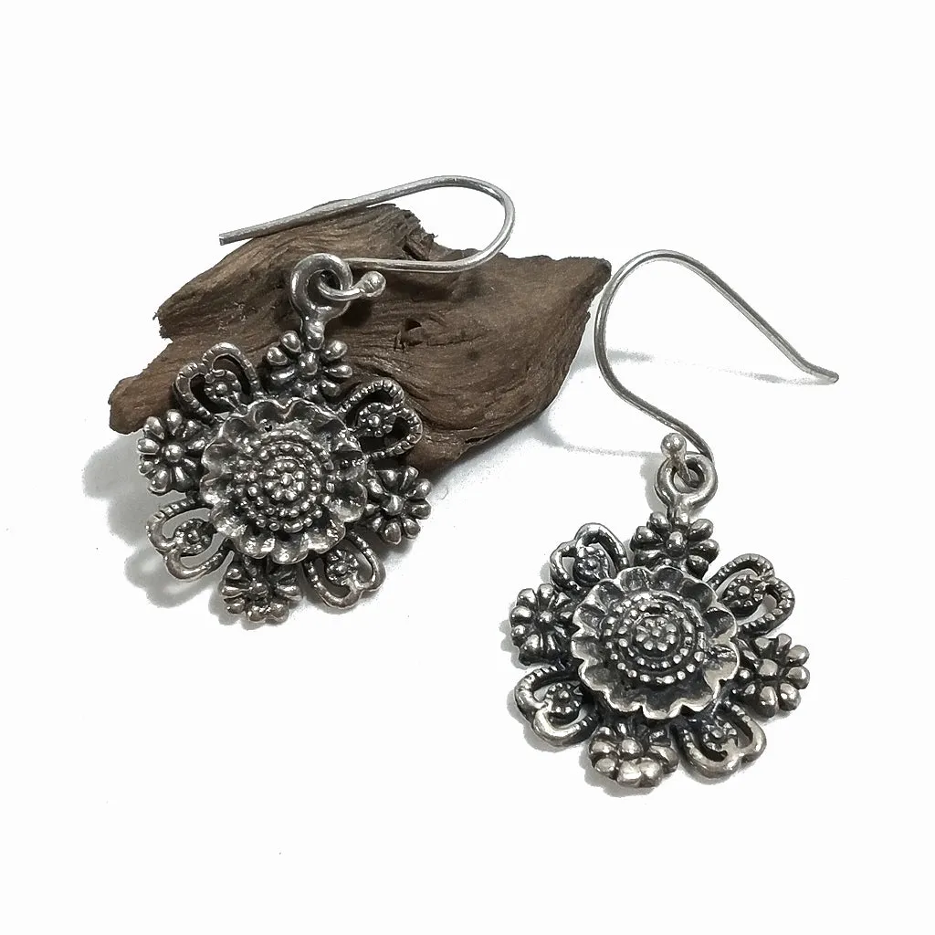 ORECCHINI etnici argento 925 artigianali | ORECCHINI FIORE | Gioielli etnici