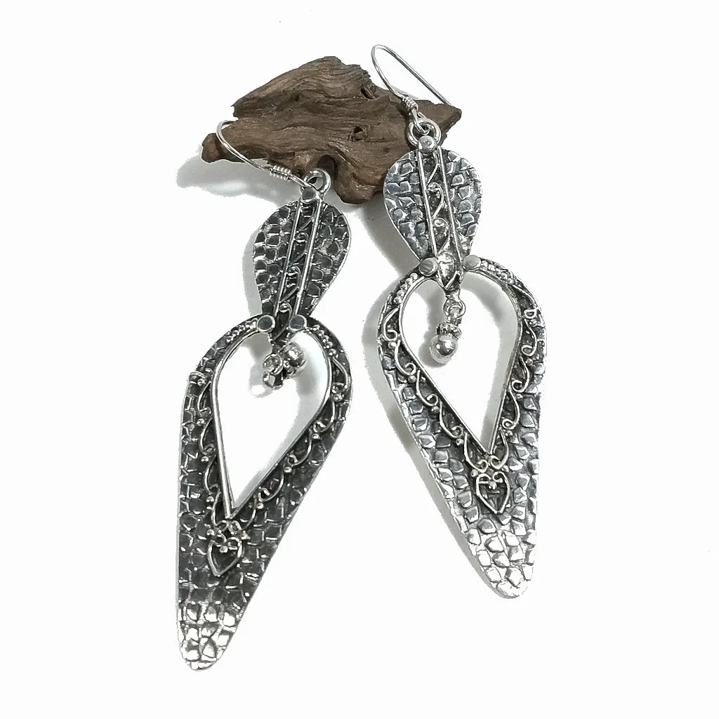 ORECCHINI etnici pendenti in argento 925 | ORECCHINI lunghi
