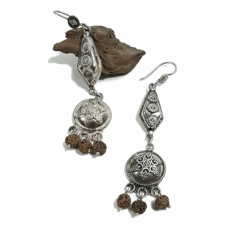 ORECCHINI con Rudraksha in argento 925 pendente