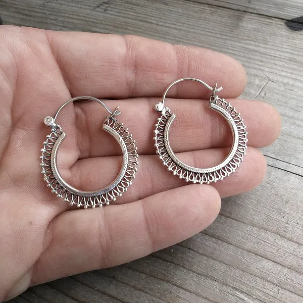 ORECCHINI etnici a cerchio in argento - REWA