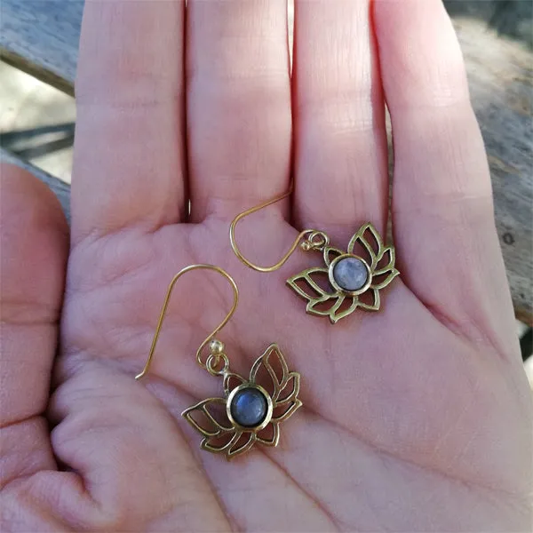 ORECCHINI etnici VITI in ottone con pietra