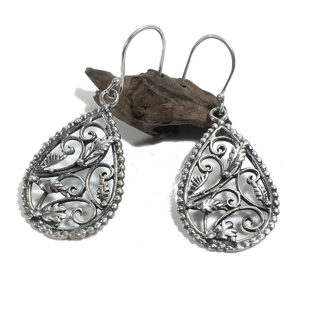ORECCHINI argento 925 artigianali | Orecchino motivo floreale | argento