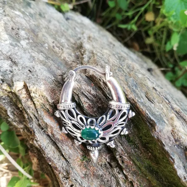 ORECCHINI cerchio in argento 925 con pietra - LALANA