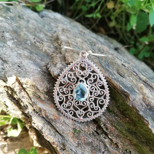 ORECCHINI LALITA in argento 925 con pietra | Orecchini argento con CRISTALLO AZZURRO