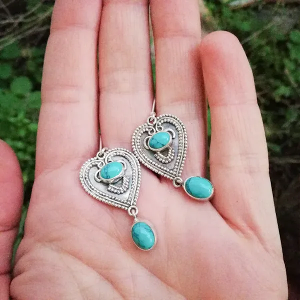 ORECCHINI MALAVIKA in argento 925 con pietra | Orecchini argento con TURCHESE