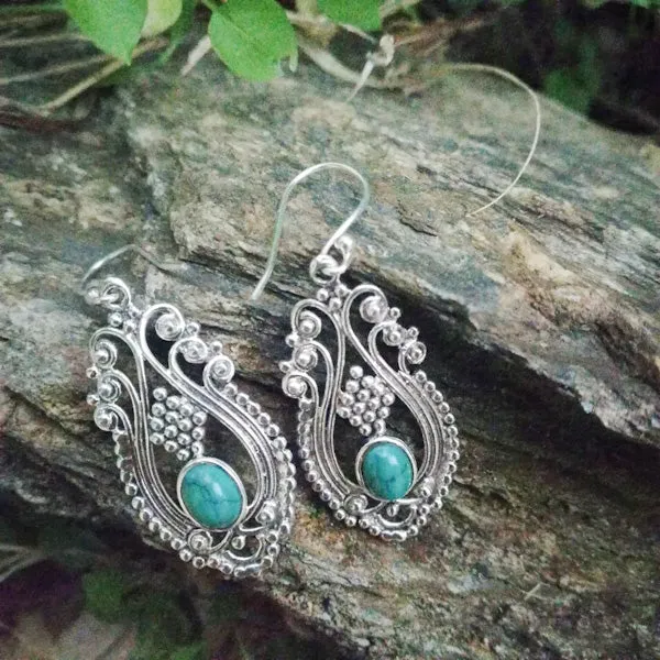 ORECCHINI NAMRATA in argento 925 con pietra | Orecchini argento con TURCHESE