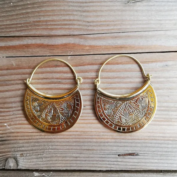 ORECCHINI etnici MAHIL in ottone senza pietra | ORECCHINI etnici in ottone