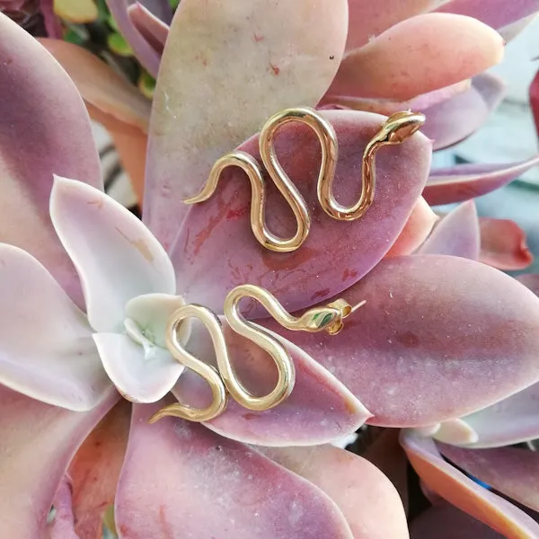 ORECCHINI SERPENTE etnici MAIKA in ottone senza pietra | ORECCHINI etnici in ottone