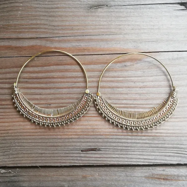 ORECCHINI etnici INIKA in ottone senza pietra | ORECCHINI etnici in ottone