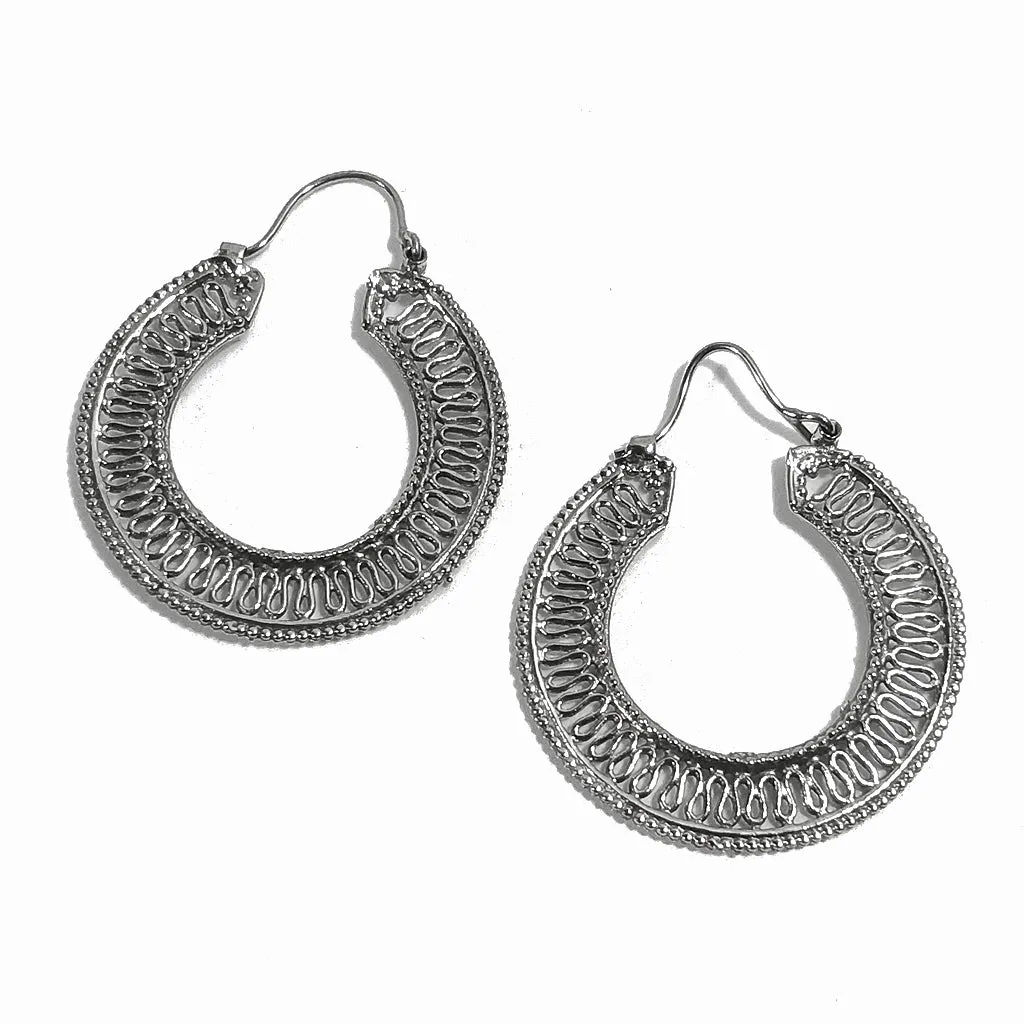 ORECCHINI ETNICI Ottone lucido Orecchini artigianale | Cerchio filigrana