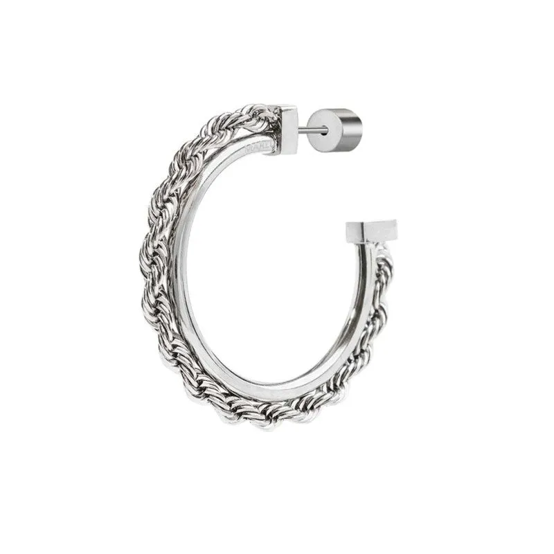 ORECCHINO MARLÙ DONNA A CERCHIO CON CATENA A CORDA ARGENTO