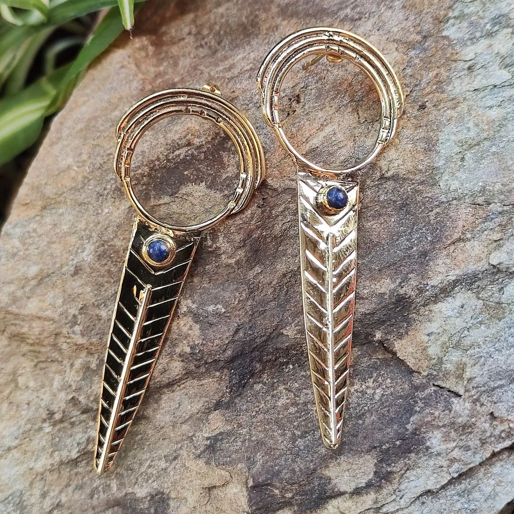 Ethnic Brass Earrings with Stone - RAGHWA