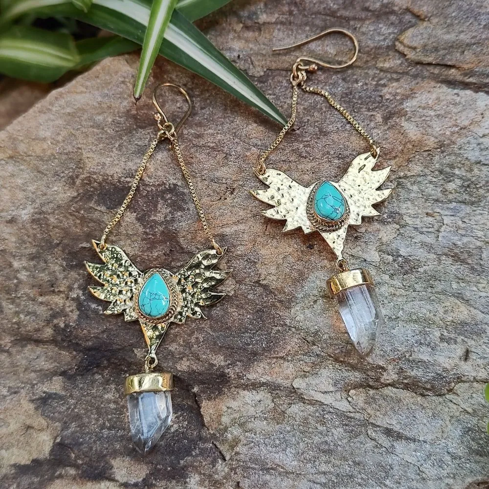 Indian ethnic earrings in brass stone - NEIROL