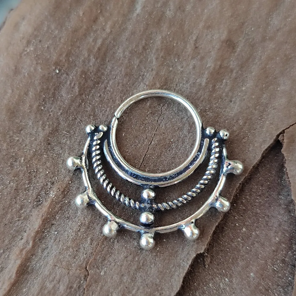 925 silver burnished septum earrings - NAVATHAN