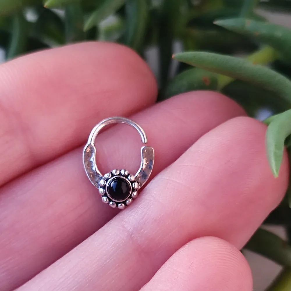 925 Silver Septum Earring with Stone - MANIPUR