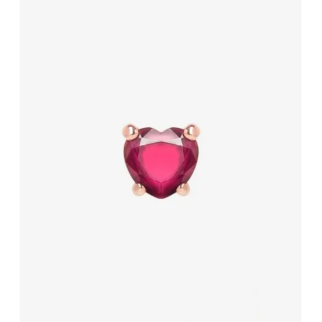 Orecchino Singolo Dodo Cuore 100% Amore Oro Rosa 9kt Rubino