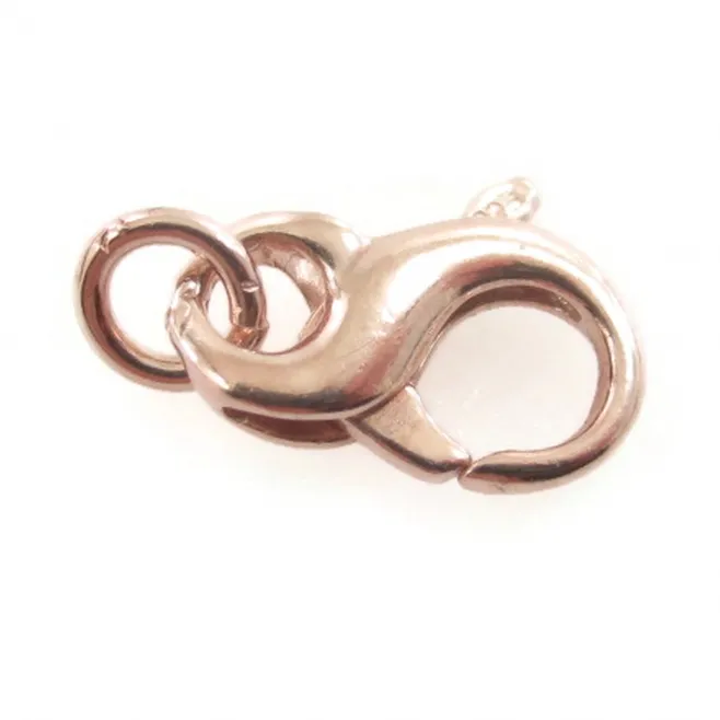 particolare moschettone in argento 925 placcato oro rosa forma dell'infinito misure 12,5x9 mm