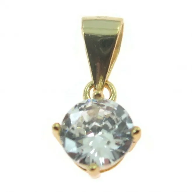 Punto luce nudo argento 925 placcato oro giallo zircone bianco di 6 mm 1 pz