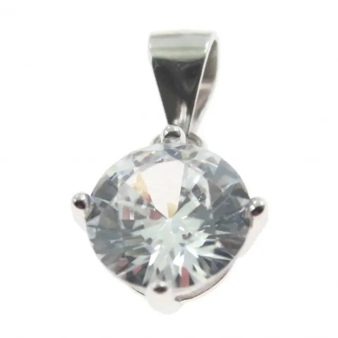 punto luce nudo argento 925 rodiato zircone bianco di 8 mm 1 pz