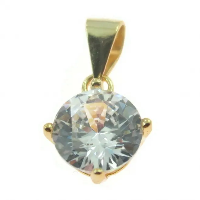 punto luce nudo argento 925 placcato oro giallo zircone bianco di 8 mm 1 pz