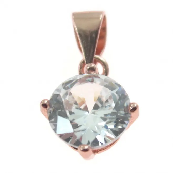 punto luce nudo argento 925 placcato oro rosa zircone bianco di 8 mm 1 pz