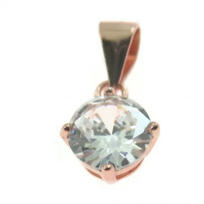 punto luce nudo argento 925 placcato oro rosa zircone bianco di 7 mm 1 pz