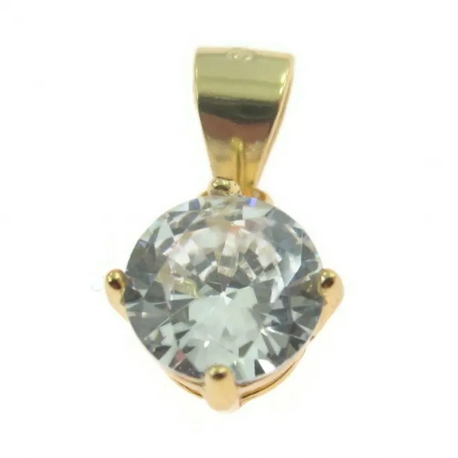 punto luce nudo argento 925 placcato oro giallo zircone bianco di 7 mm 1 pz