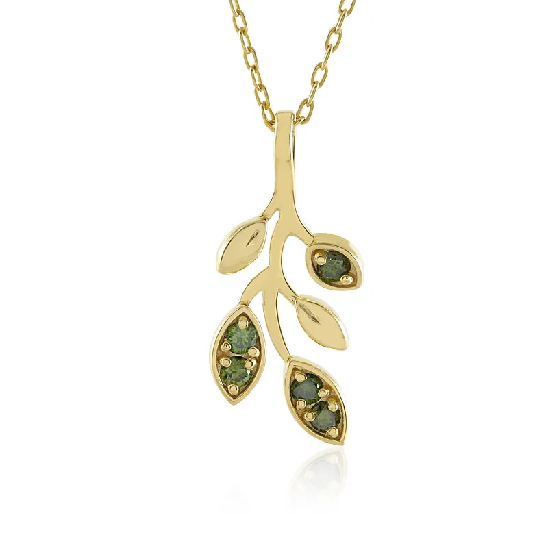Collana in argento con Diamante Verde I3