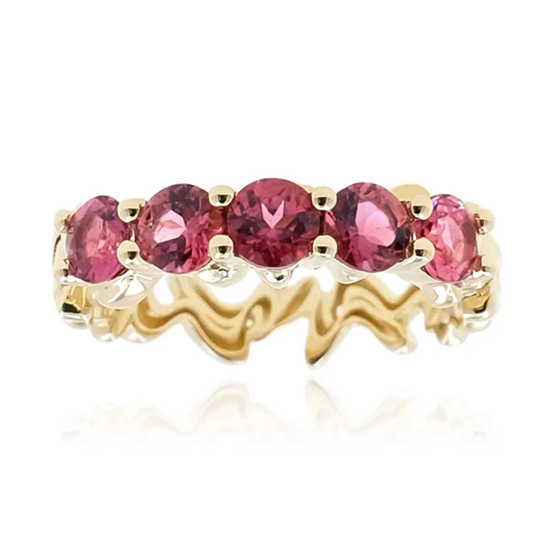 Anello in oro con Rubellite Brasiliana AAA (de Melo)