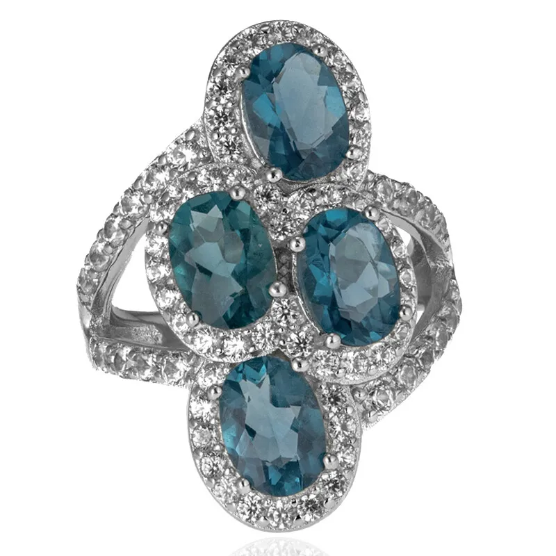 Anello in argento con Fluorite Blu Caraibico