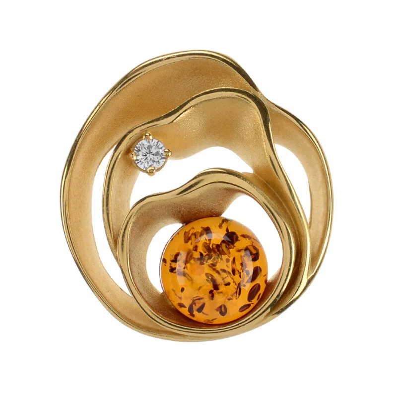 Ciondolo in argento con Ambra Baltica Cognac