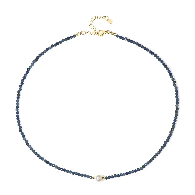 Collana in argento con Zaffiro Blu del Madagascar (Riya)