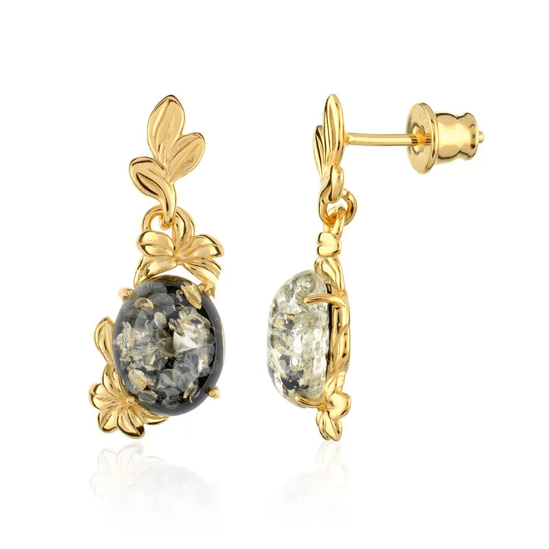 Orecchini in argento con Ambra Baltica Verde