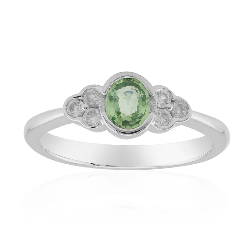 Anello in argento con Zaffiro Verde di Tuléar (Pallanova)