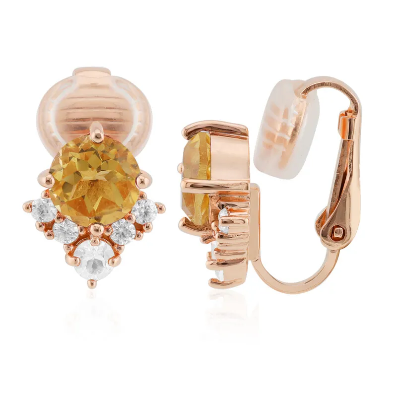 Orecchini con chiusura a clip in argento con Citrino