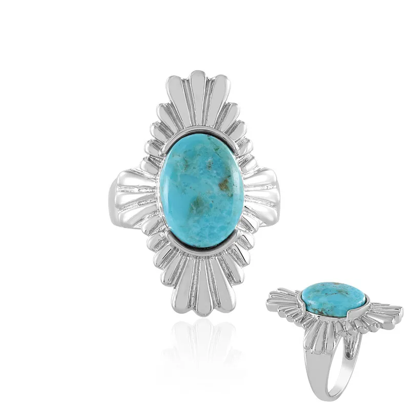 Anello in argento con Turchese Kingman Mohave Blu (Faszination Türkis)