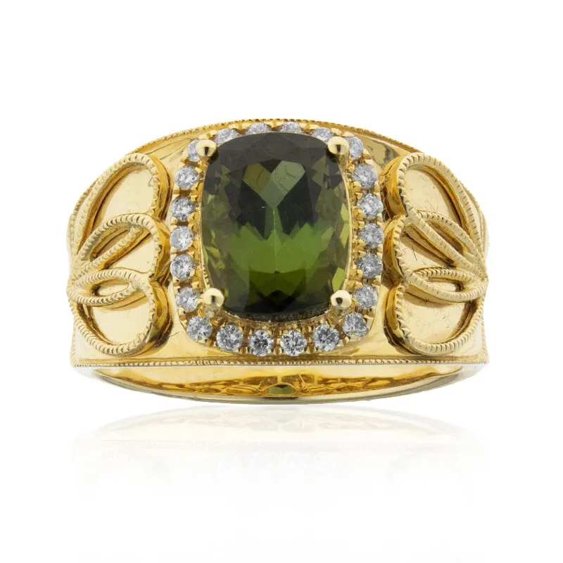Anello in oro con Tormalina Verde Brasiliana (CIRARI)