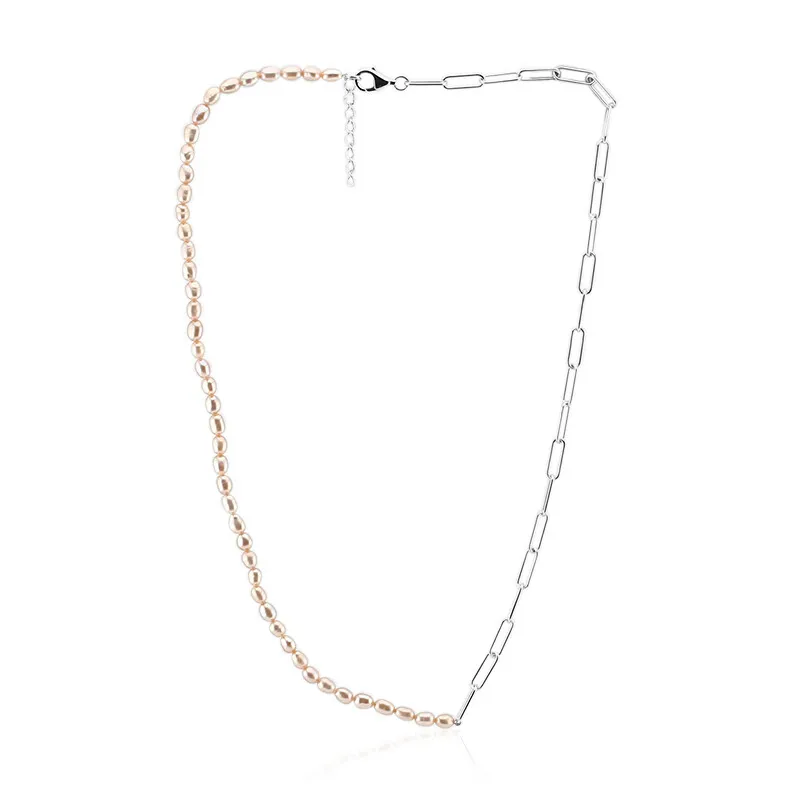Collana in argento con Perla d'Acqua Dolce Rosa (TPC)
