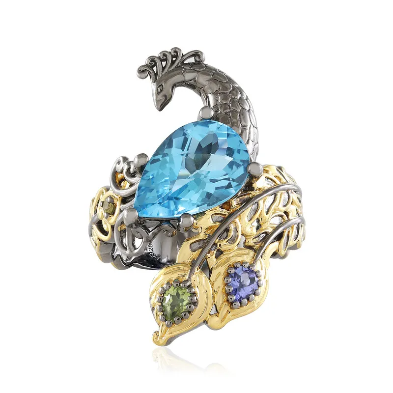 Anello in argento con Topazio Blu (Gems en Vogue)
