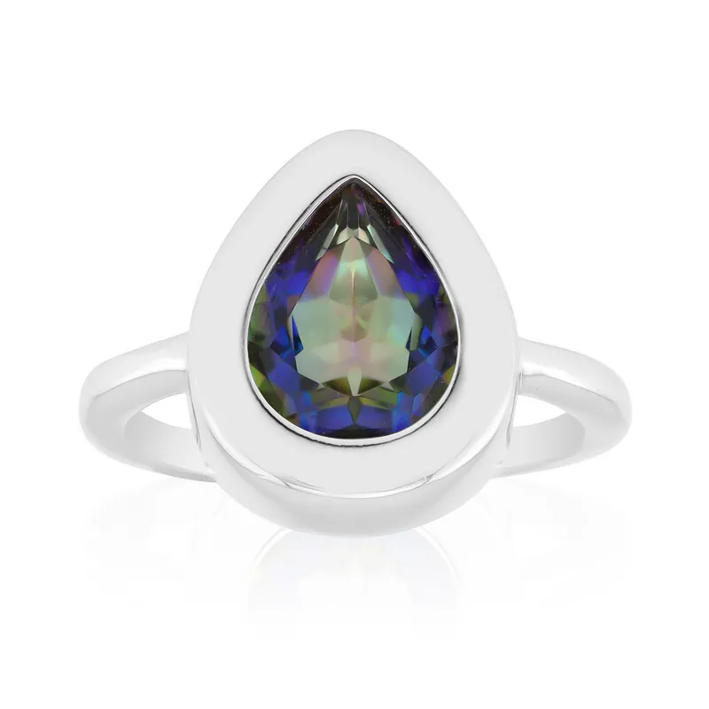 Anello in argento con Quarzo Mistico Blu