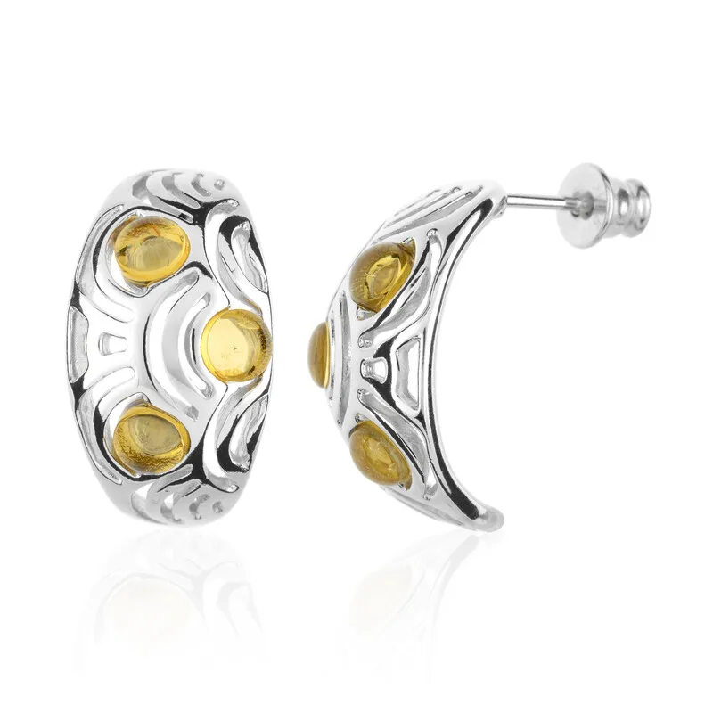 Orecchini in argento con Ambra Baltica Limone