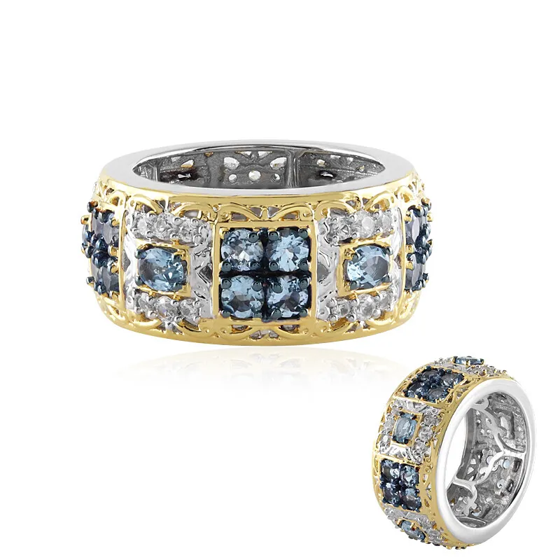 Anello in argento con Acquamarina della Tanzania (Gems en Vogue)