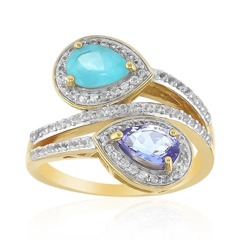 Anello in oro con Apatite Paraiba (Adela Gold)