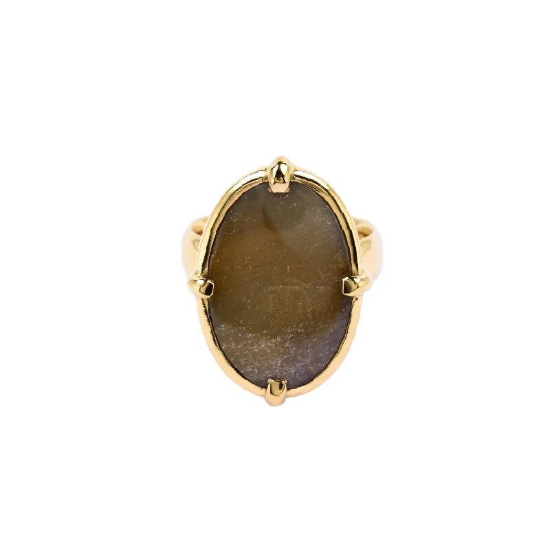 Anello in argento con Legno Fossile