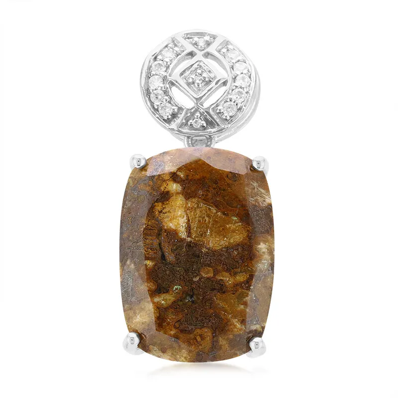 Ciondolo placcato in platino con Quarzo Dinosauro