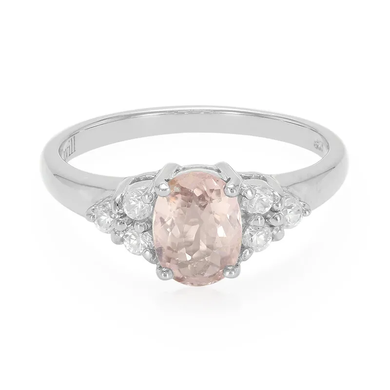 Anello placcato in platino con Tormalina Rosa Cuprian