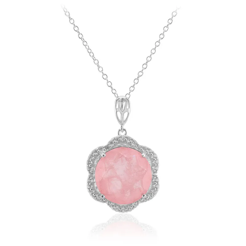 Collana in argento con Quarzo rosa pastello