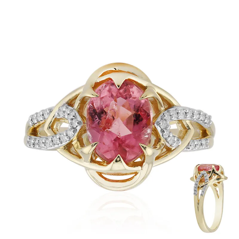 Anello in oro con Tormalina Rosa Californiana (Rifkind 1894 Collection)