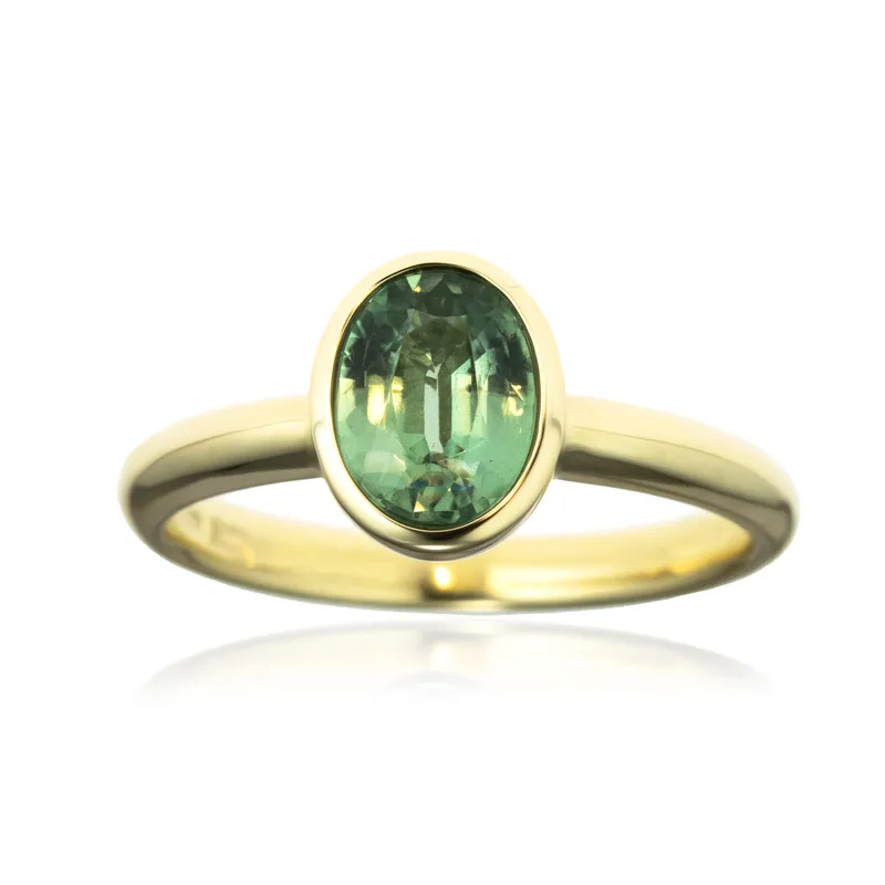 Anello in oro con Cianite Menta (CUSTODANA)